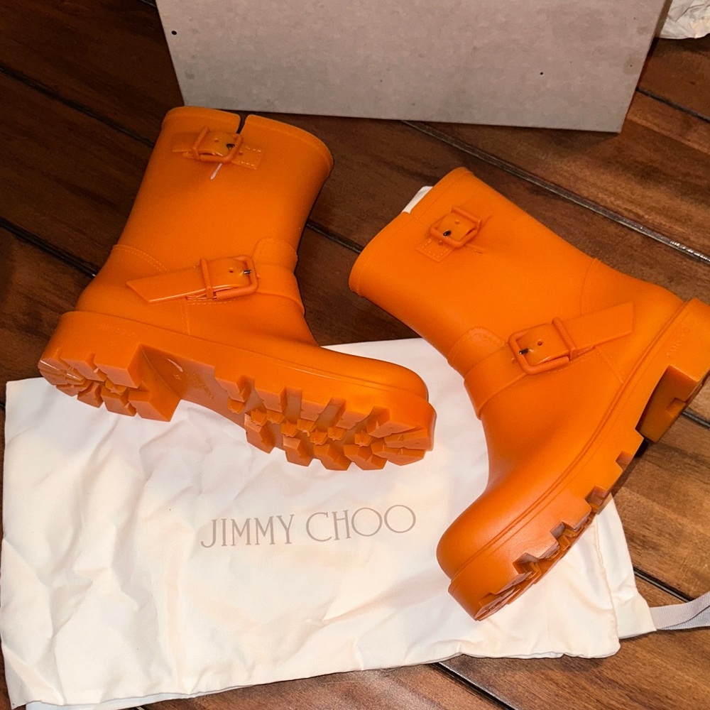 Jimmy Choo Orange Combat Boots